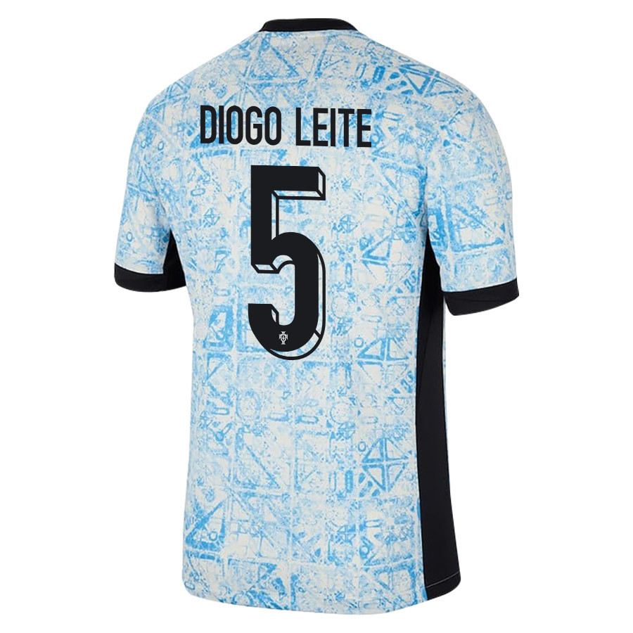 Diogo Leite 5 Portugal National Team 2024/25 Away Men Jersey - Cream/Blue