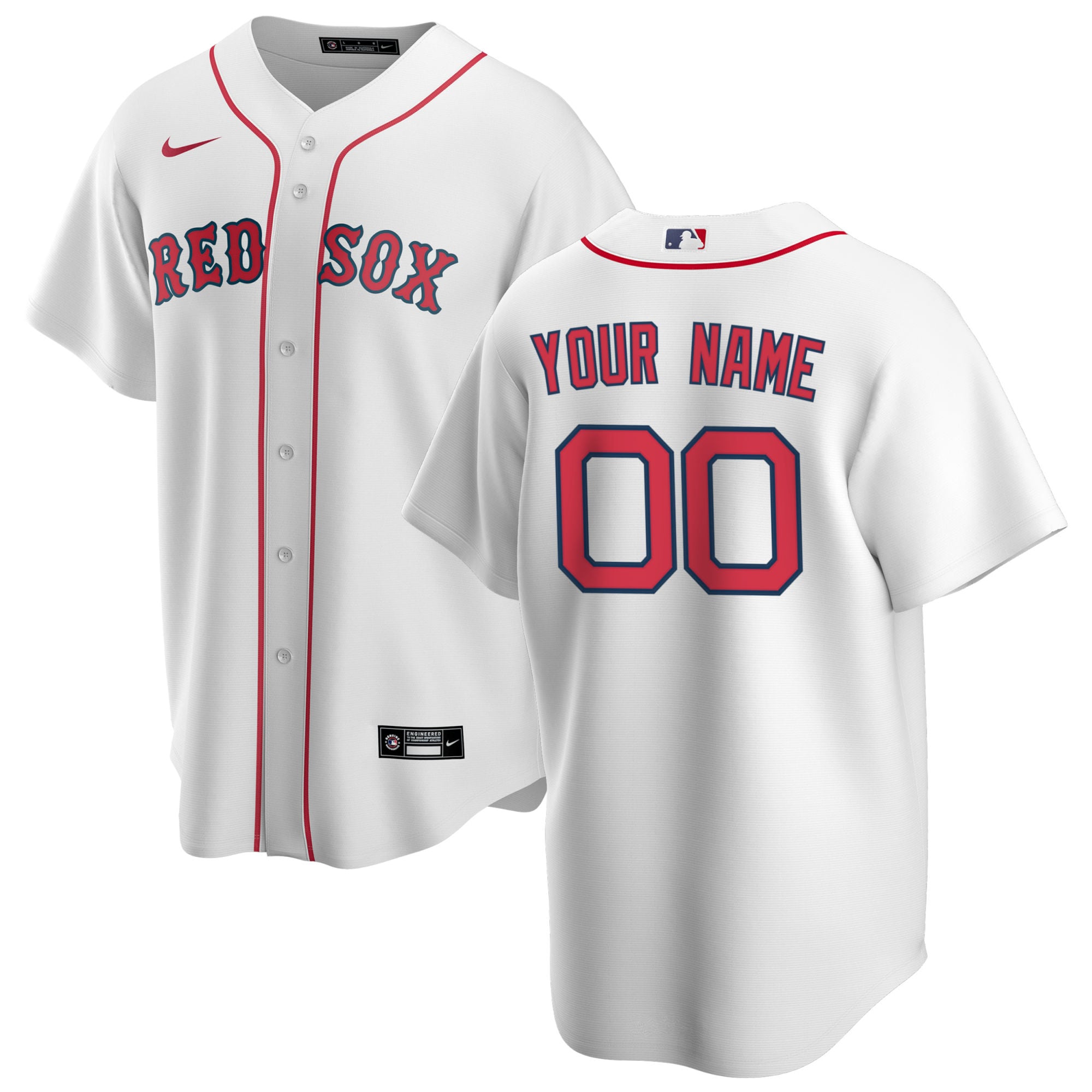 Boston Red Sox  Home Replica Custom Jersey - White