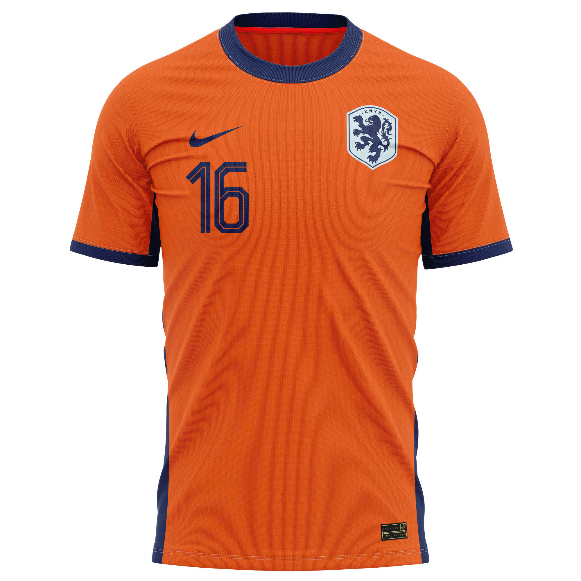 Joey Veerman 16 Netherlands National Team 2024 Home Kits AOP T-shirt - Orange