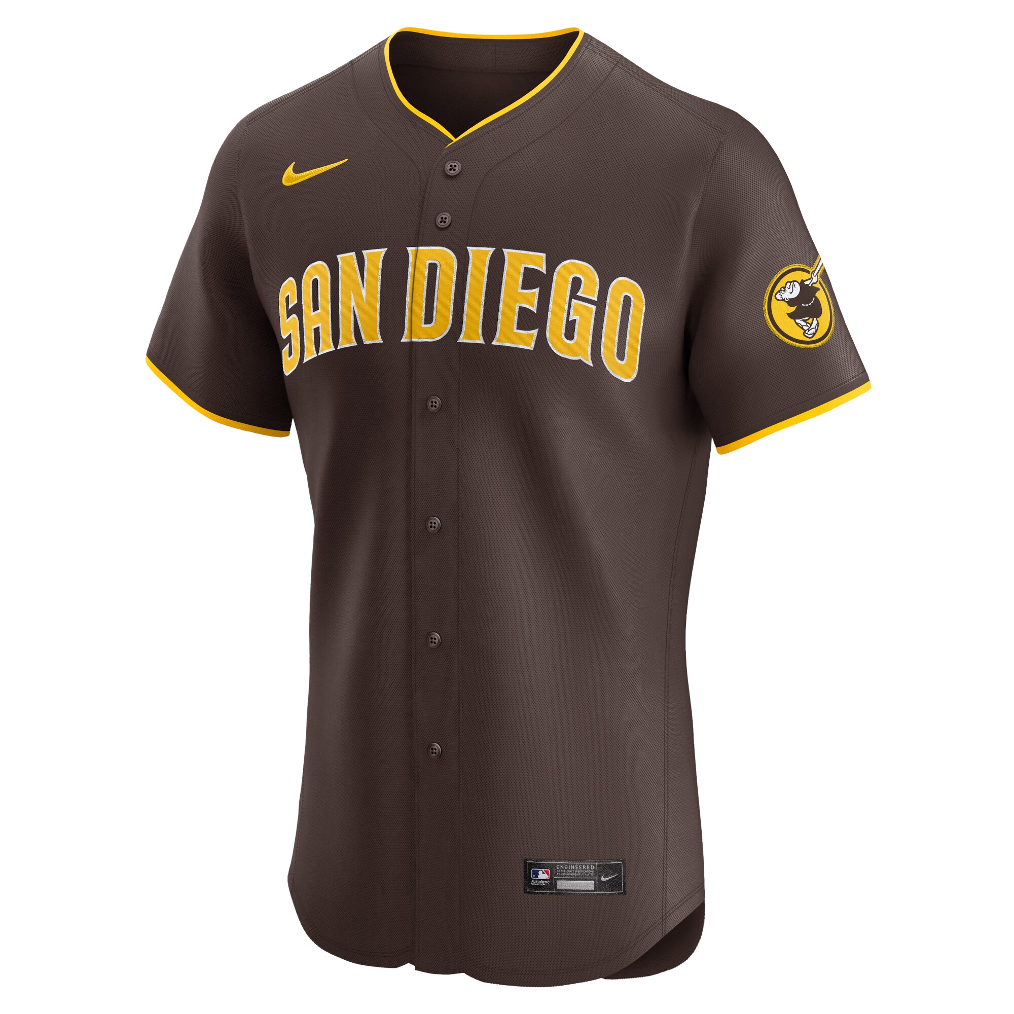 San Diego Padres  Road Vapor Premier Elite Patch Jersey - Brown