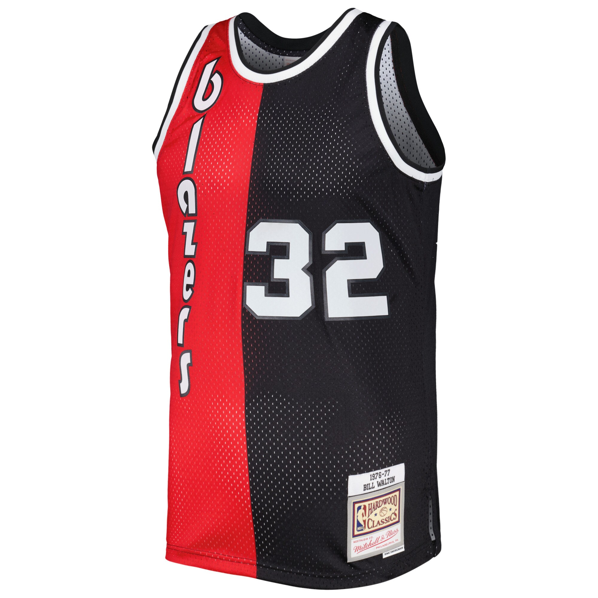 Bill Walton Portland Trail Blazers Mitchell & Ness Hardwood Classics 1976\/77 Split Swingman Jersey - Red\/Black