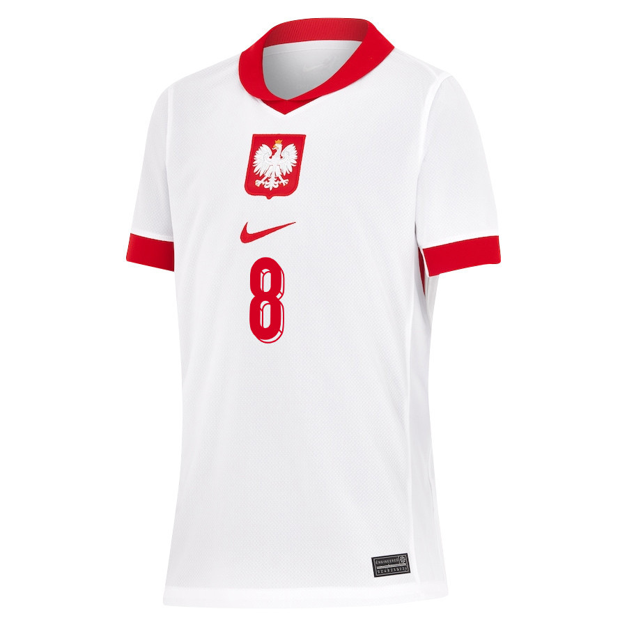 Mateusz Łęgowski 8 Poland National Team 2024/25 Home YOUTH Jersey - White