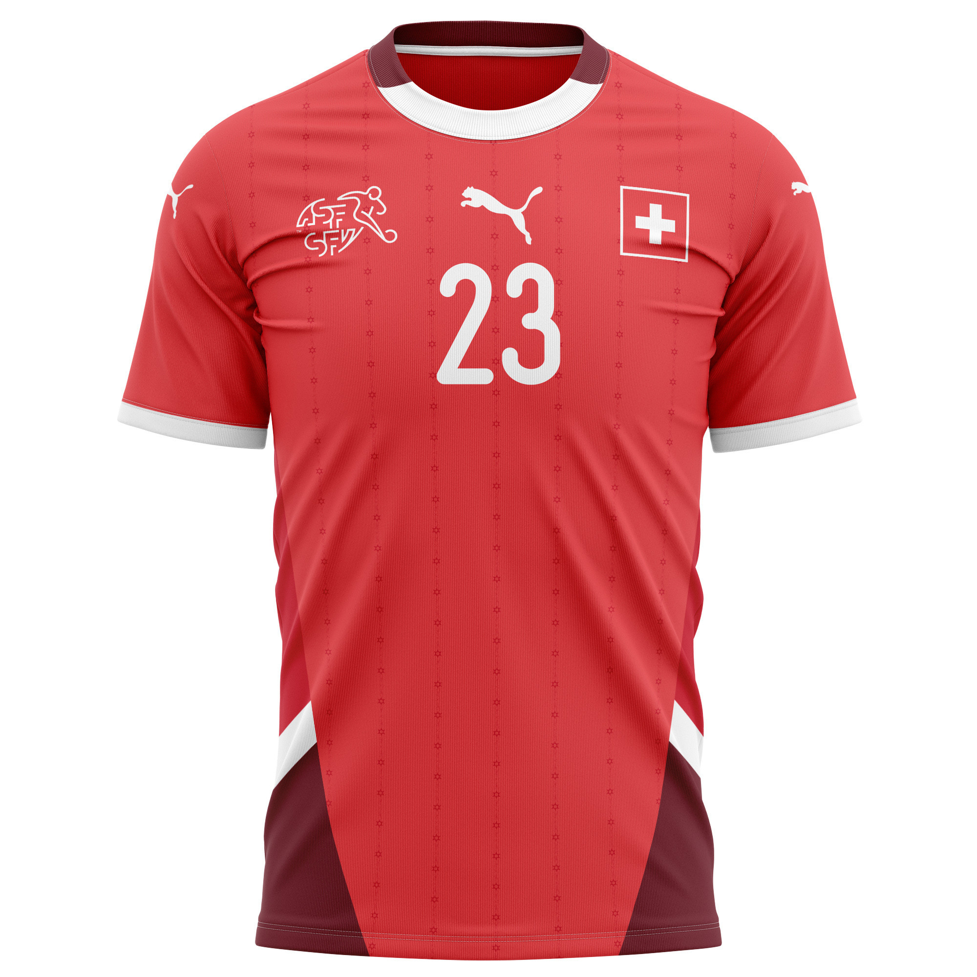Xherdan Shaqiri 23 Switzerland National Team 2024/25 Home Kits AOP T-shirt - Red