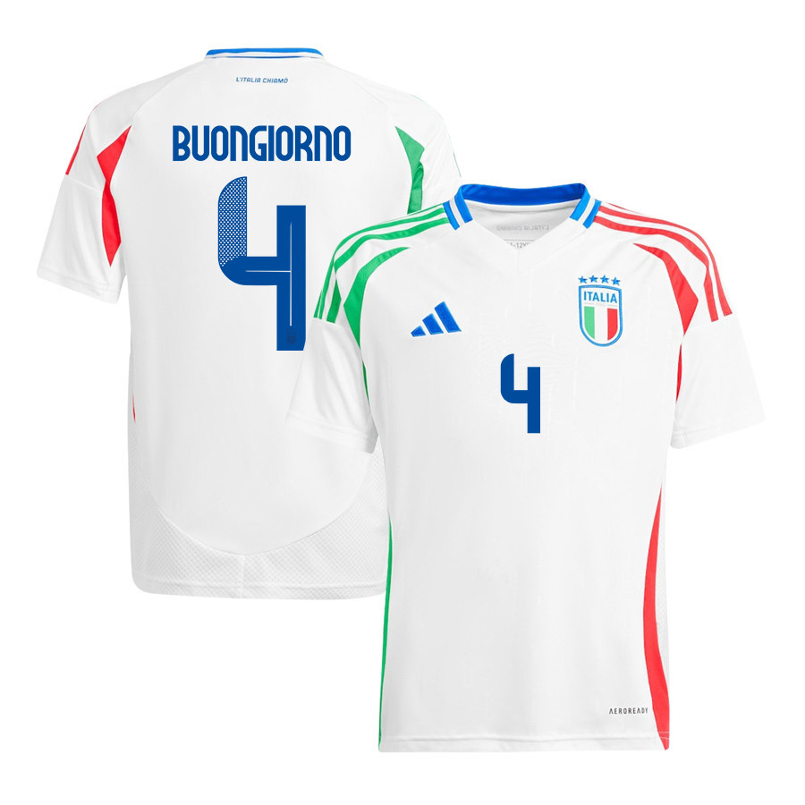 Alessandro Buongiorno 4 Italy National Team 2024/25 Away YOUTH Jersey - White