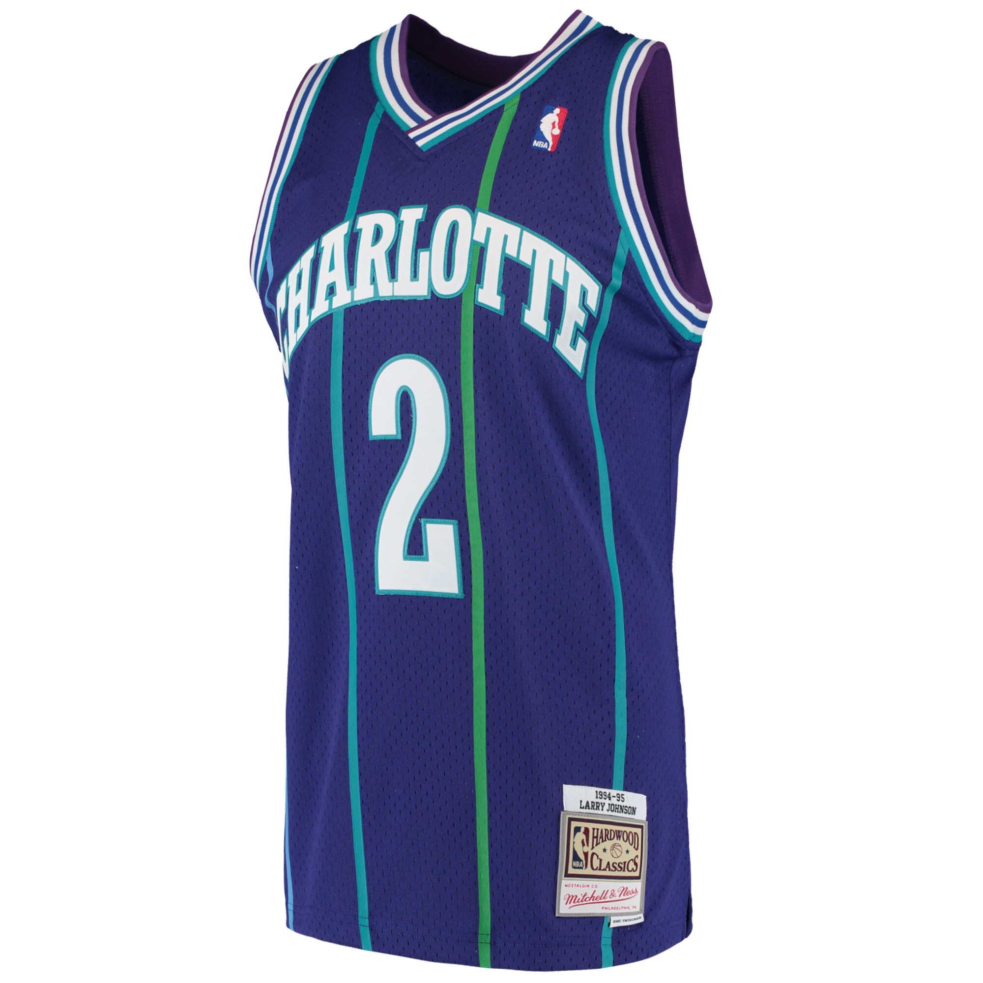 Larry Johnson Charlotte Hornets Mitchell & Ness 1994\/95 Hardwood Classics Swingman Jersey - Purple