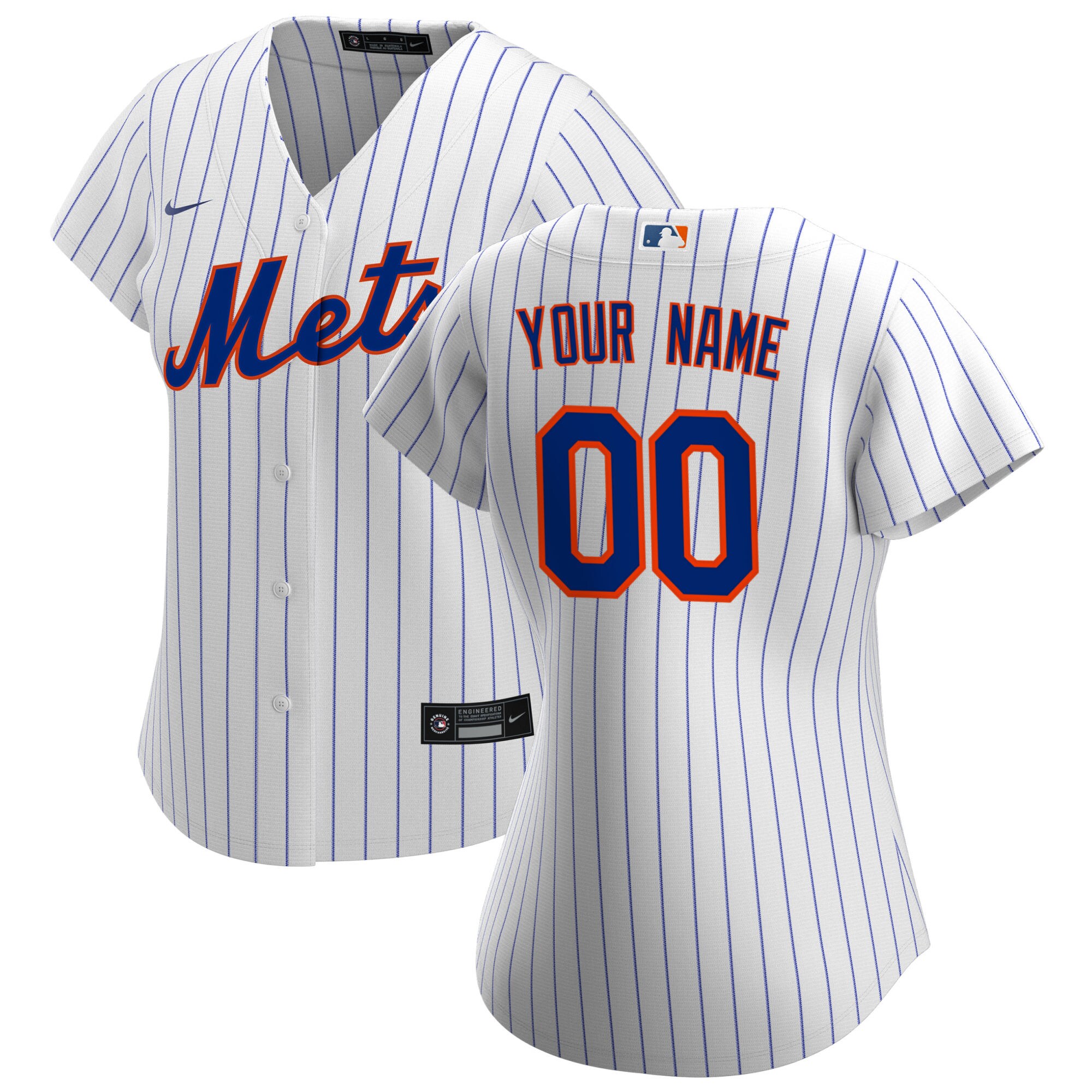 New York Mets  Women's Home Replica Custom Jersey - White