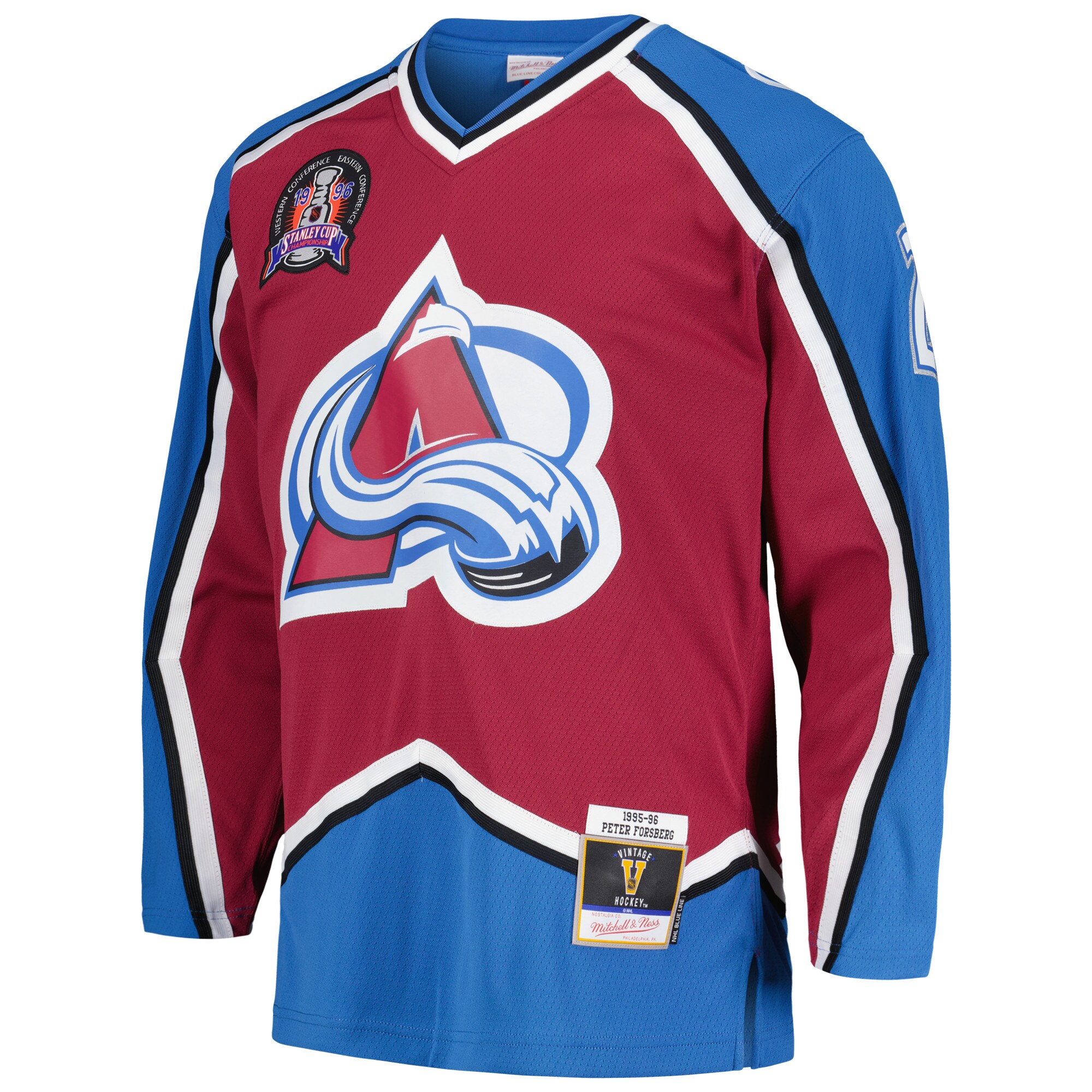 Peter Forsberg Colorado Avalanche Mitchell & Ness  1995\/96 Blue Line Player Jersey - Burgundy