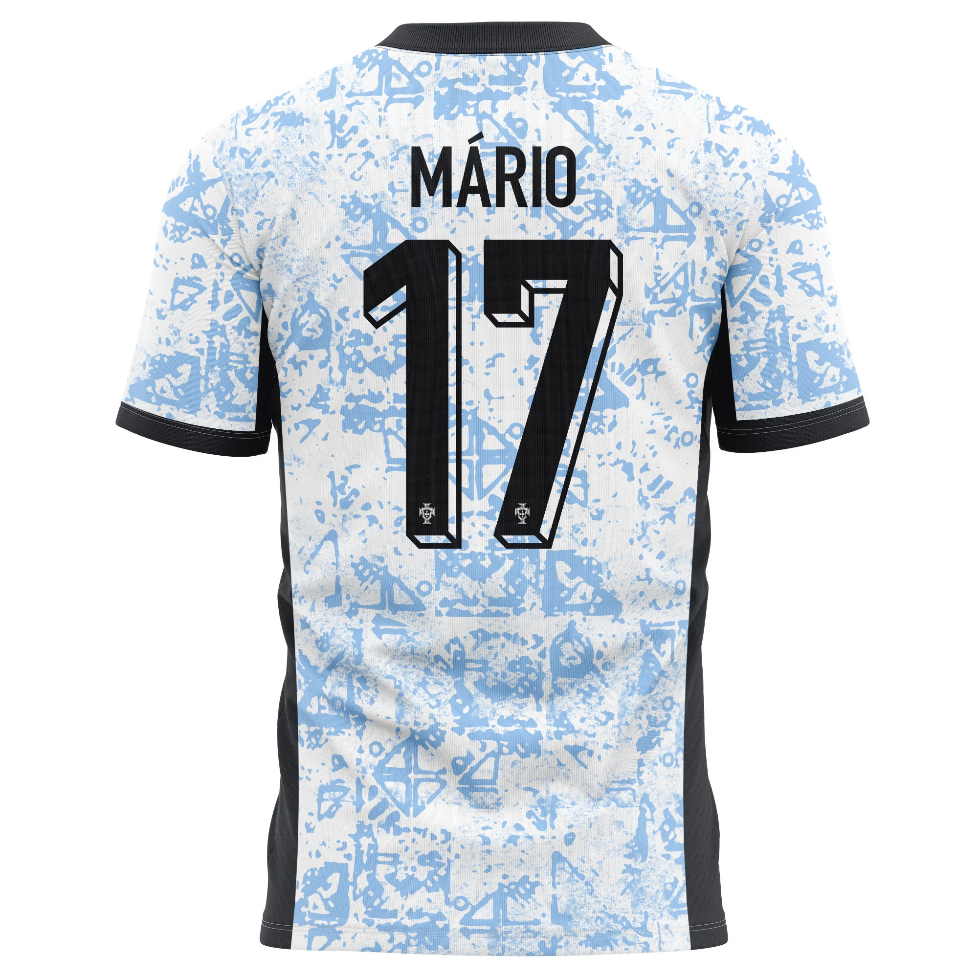 João Mário 17 Portugal National Team 2024/25 Away Kits AOP T-shirt - Cream/Blue