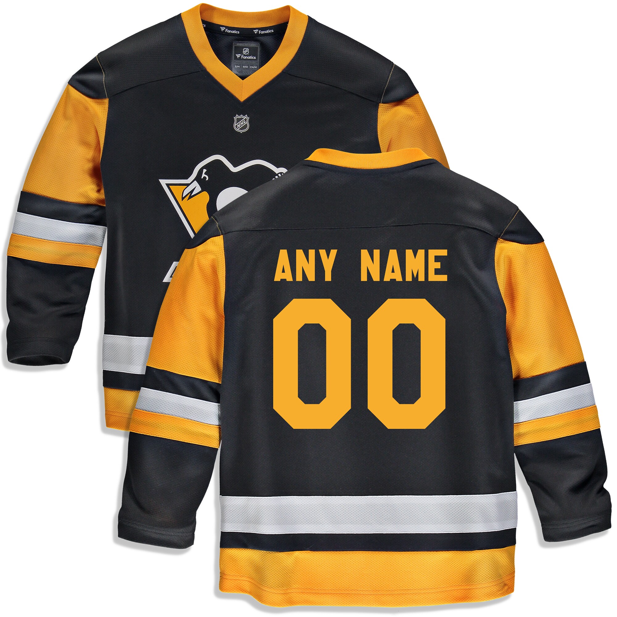 Pittsburgh Penguins Fanatics Youth Home Replica Custom Jersey - Black