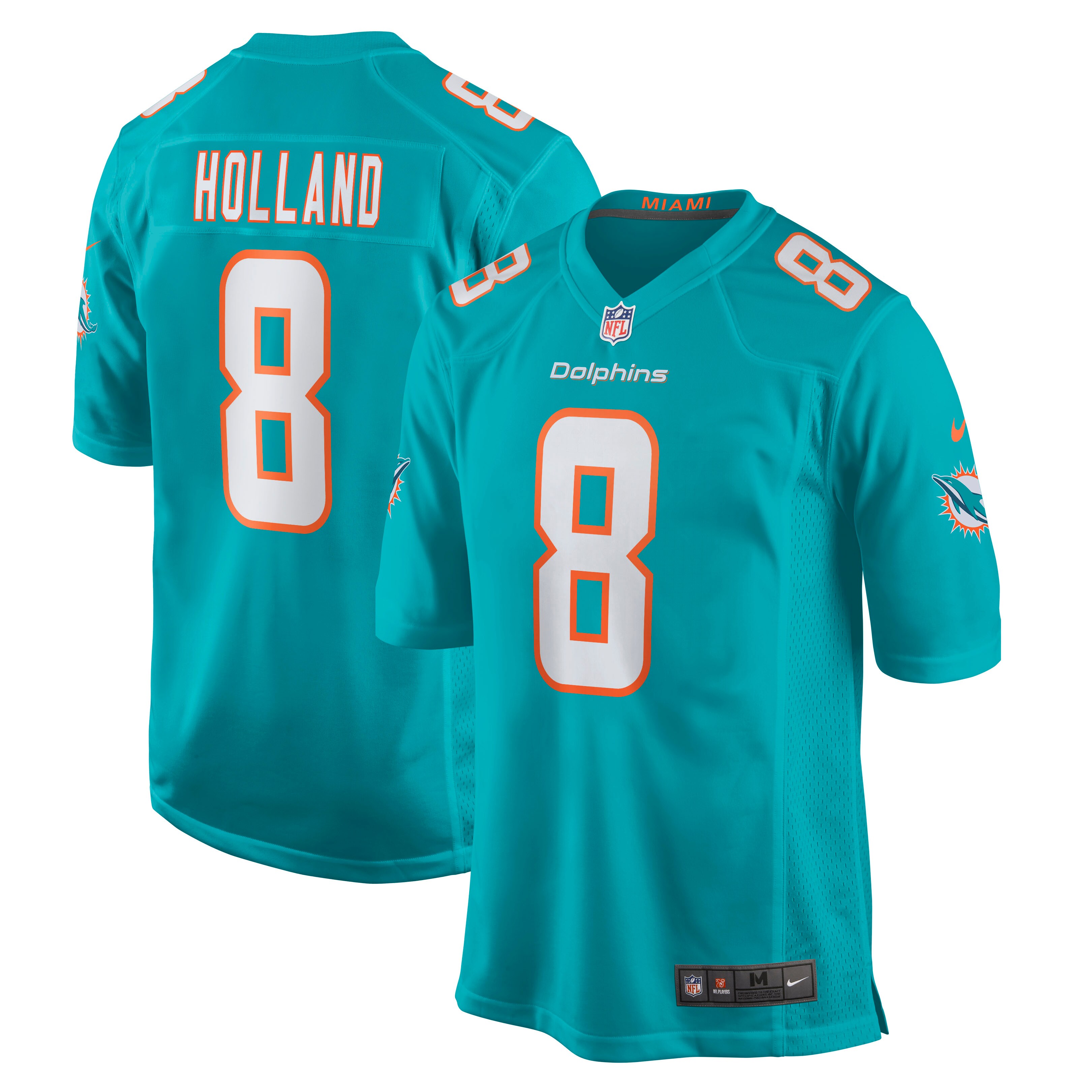 Jevon Holland Miami Dolphins  Game Player Jersey - Aqua