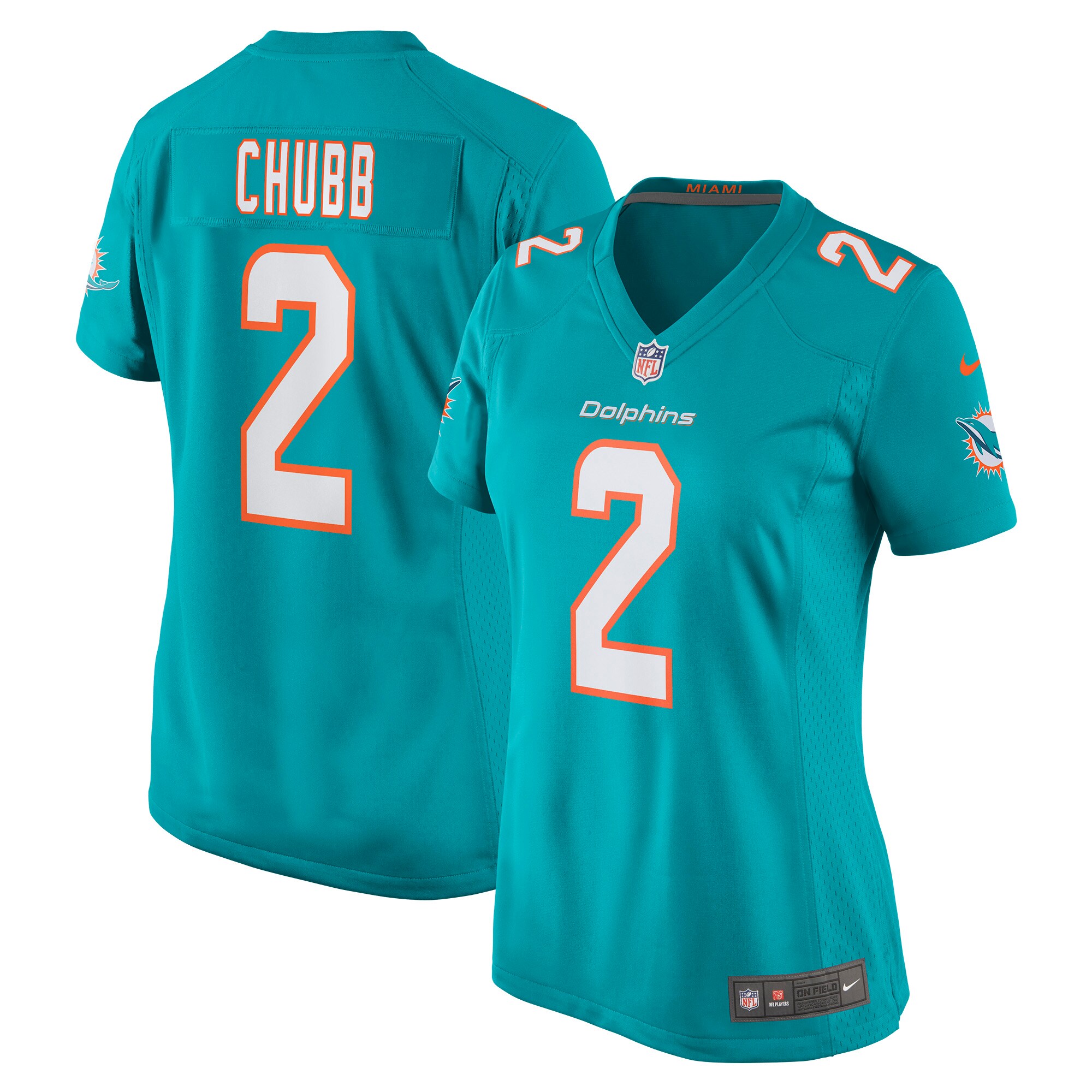 Bradley Chubb Miami Dolphins  Women's Game Player Jersey - Aqua