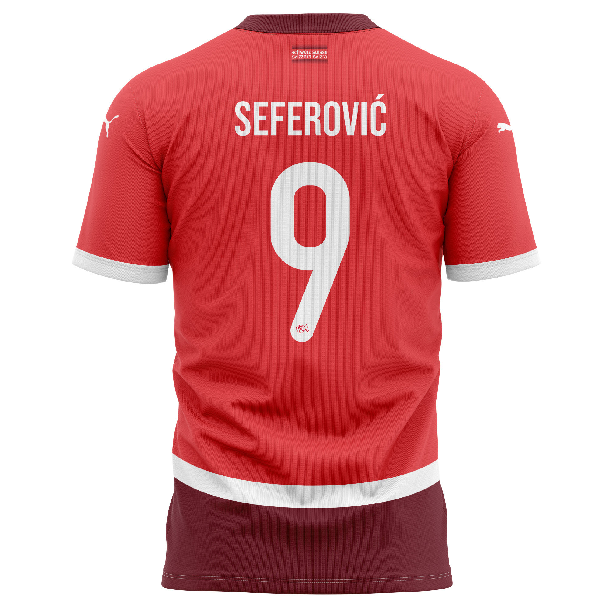 Haris Seferović 9 Switzerland National Team 2024/25 Home Kits AOP T-shirt - Red