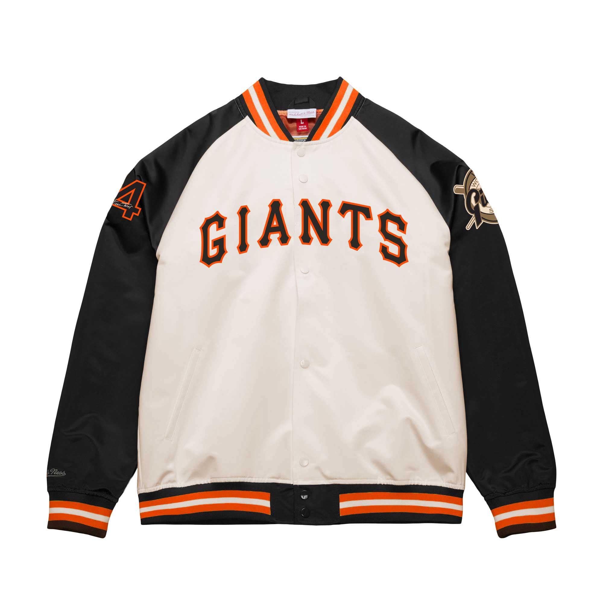 Willie Mays San Francisco Giants Mitchell & Ness Cooperstown Collection Legends Lightweight Satin Raglan Full-Snap Jacket - Cream\/Black