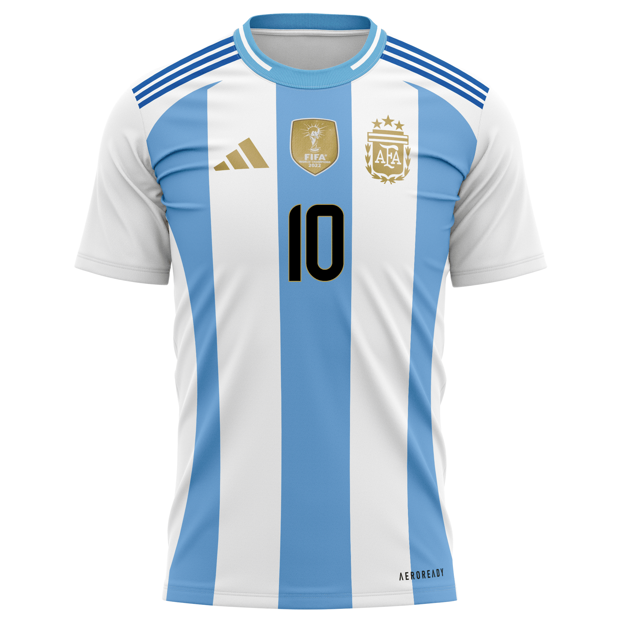 Lionel Messi 10 Argentina National Team 2024 Home Kits AOP T-shirt - White