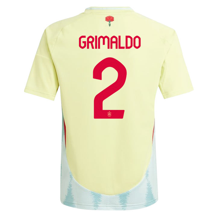 Alex Grimaldo 2 Spain National Team 2024 Away YOUTH Jersey - Yellow