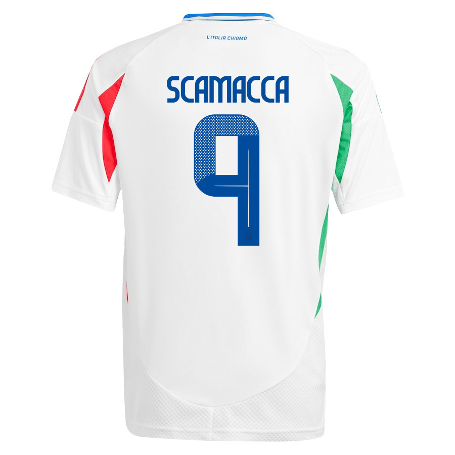 Gianluca Scamacca 9 Italy National Team 2024/25 Away YOUTH Jersey - White