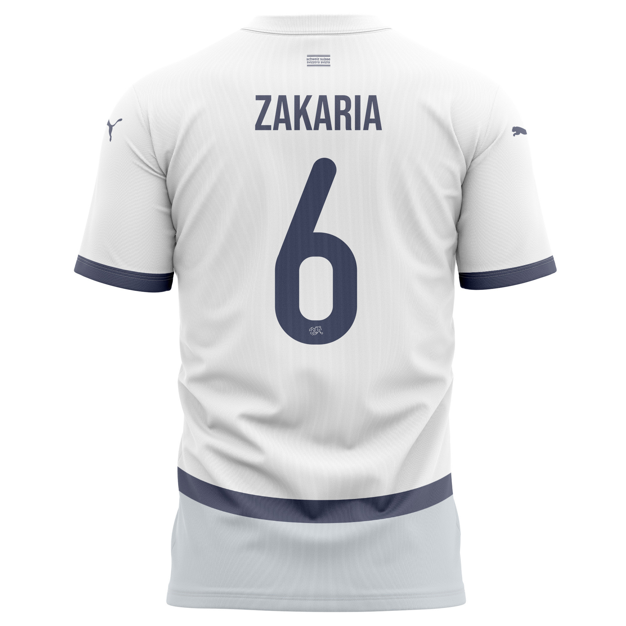 Denis Zakaria 6 Switzerland National Team 2024/25 Away Kits AOP T-shirt - White