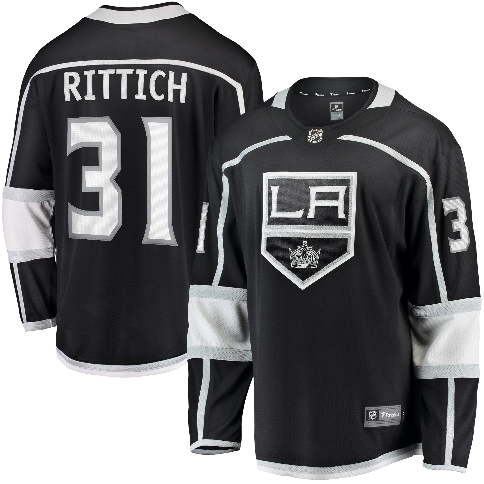 David Rittich Los Angeles Kings Fanatics Home Premier Breakaway Player Jersey - Black