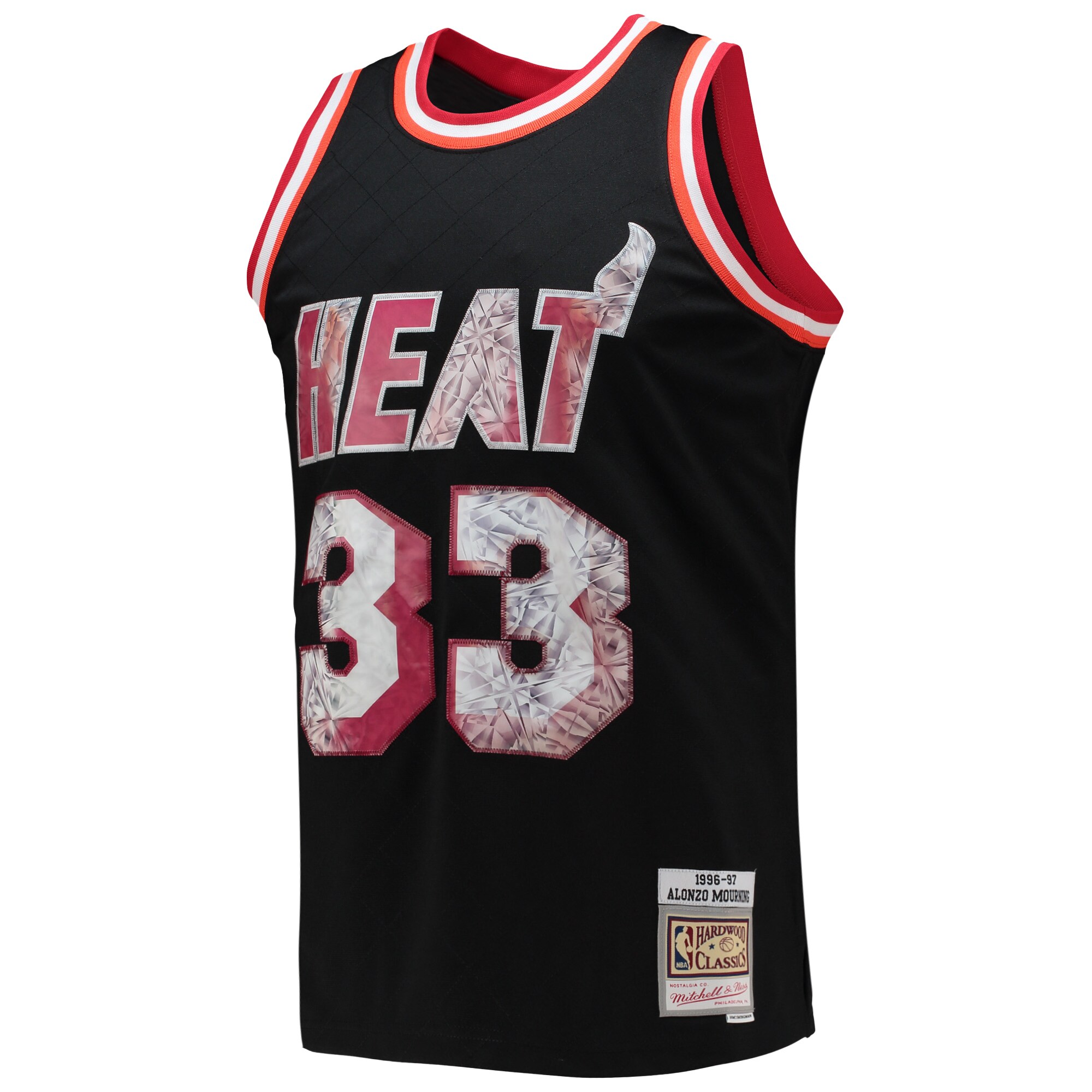 Alonzo Mourning Miami Heat Mitchell & Ness 1996\/97 Hardwood Classics NBA 75th Anniversary Diamond Swingman Jersey - Black