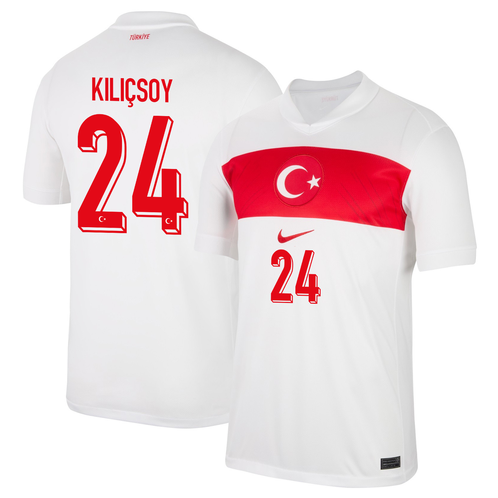 Semih Kılıçsoy 24 Turkey National Team 2024 Home Stadium Men Jersey - White