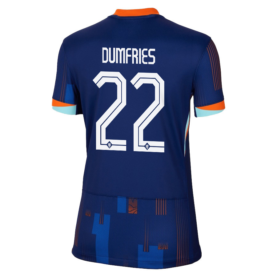 Denzel Dumfries 22 Netherlands National Team 2024/25 Away WOMEN Jersey - Navy