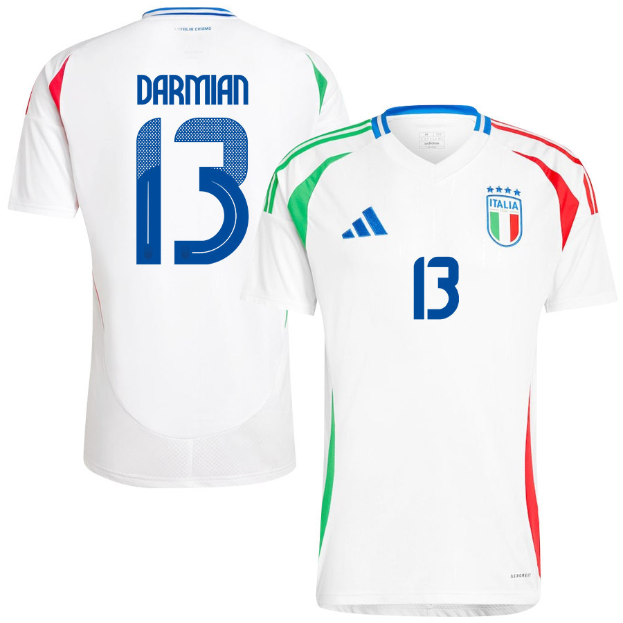 Matteo Darmian 13 Italy National Team 2024/25 Away Men Jersey - White