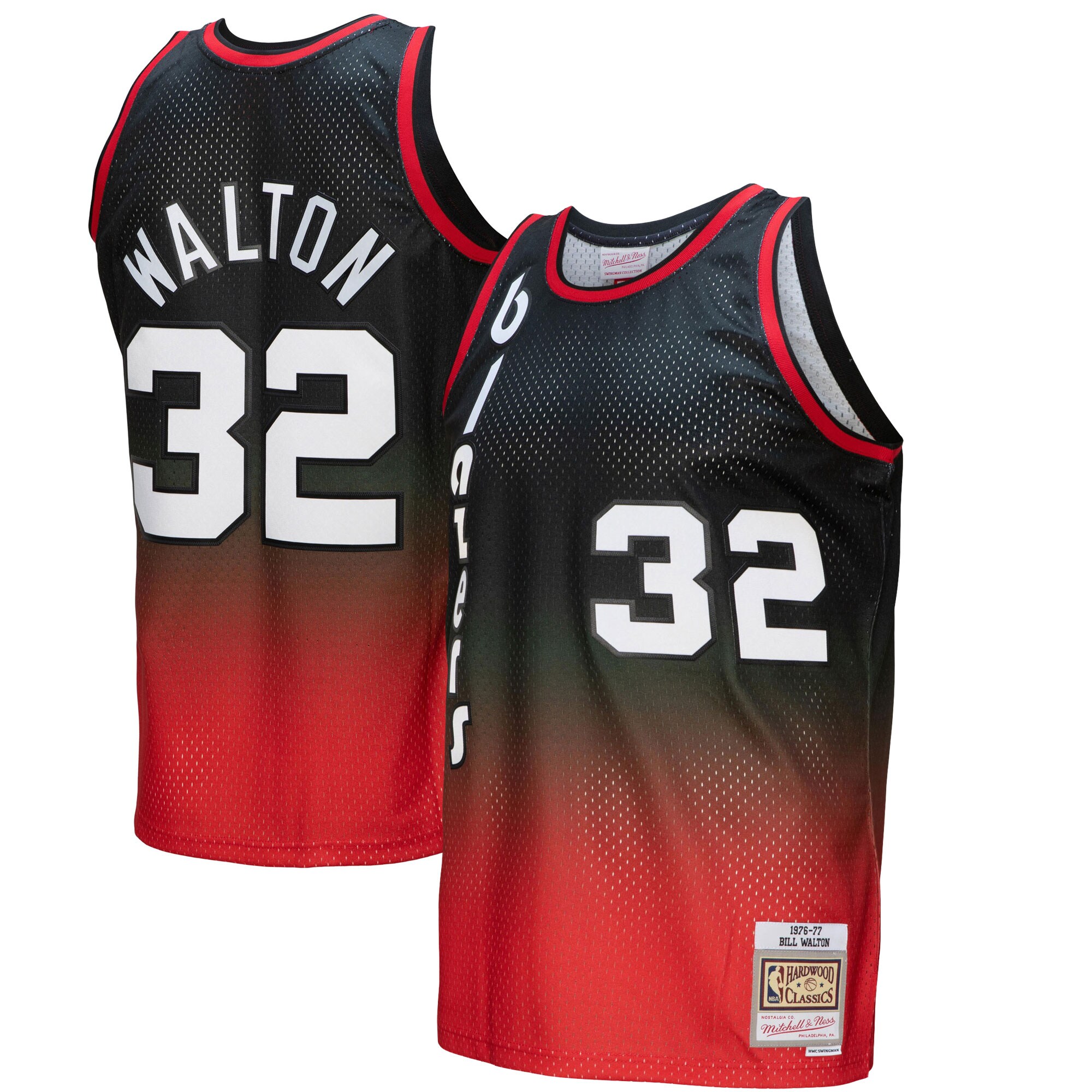 Bill Walton Portland Trail Blazers Mitchell & Ness 1976\/77 Hardwood Classics Fadeaway Swingman Player Jersey - Red\/Black