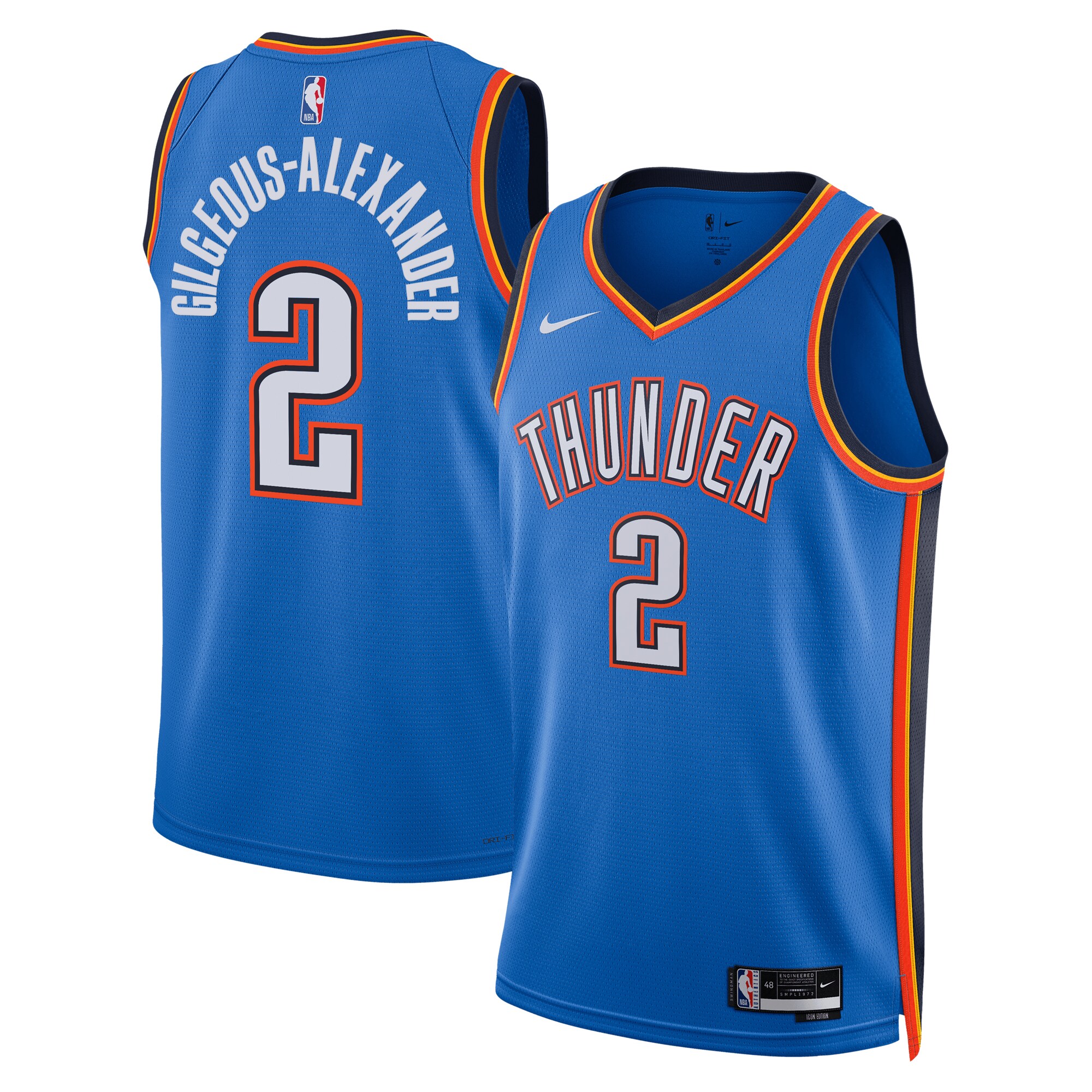 Shai Gilgeous-Alexander Oklahoma City Thunder  Unisex Badge Swingman Replica Jersey - Icon Edition - Blue
