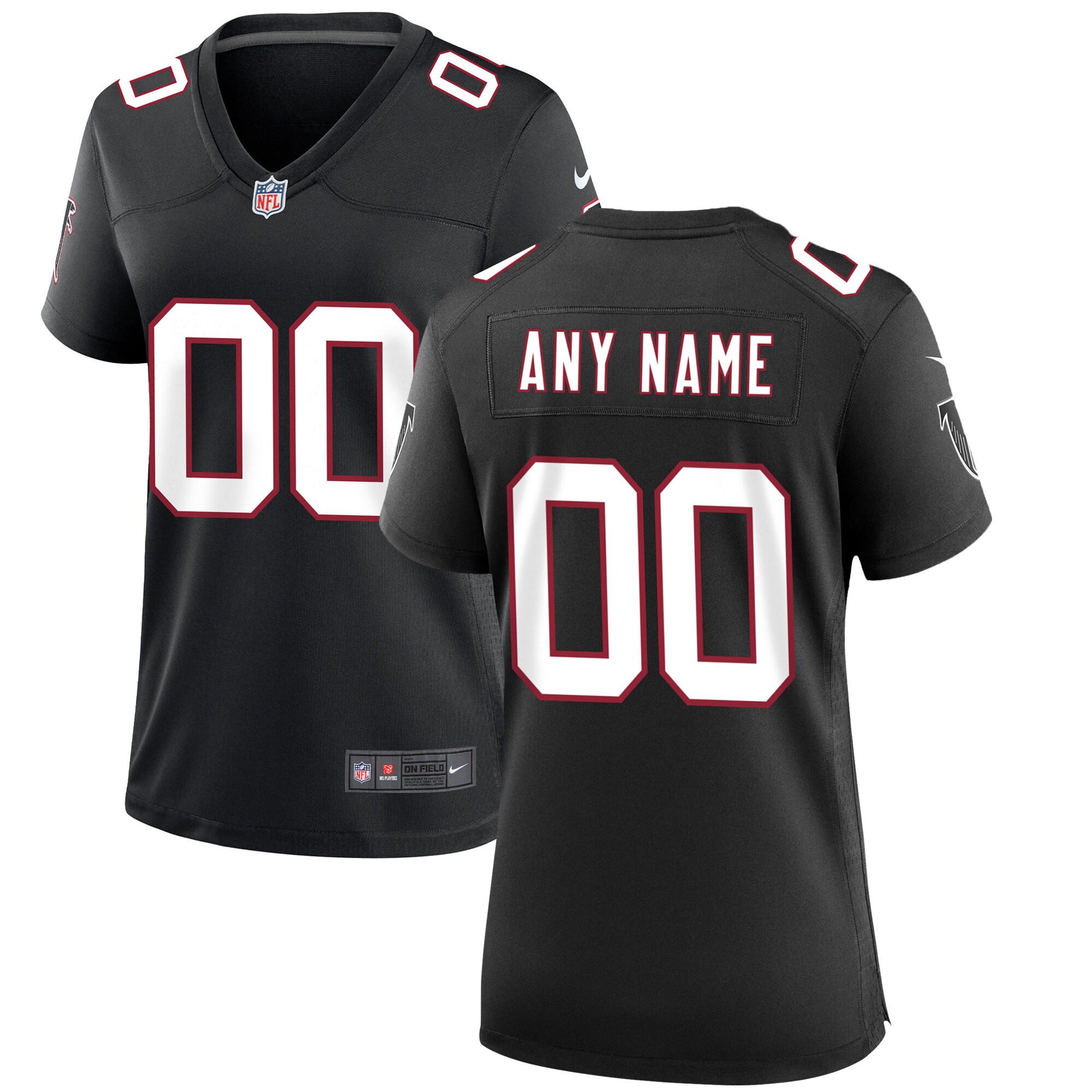 Atlanta Falcons  Women's Throwback Custom Game Jersey - Black
