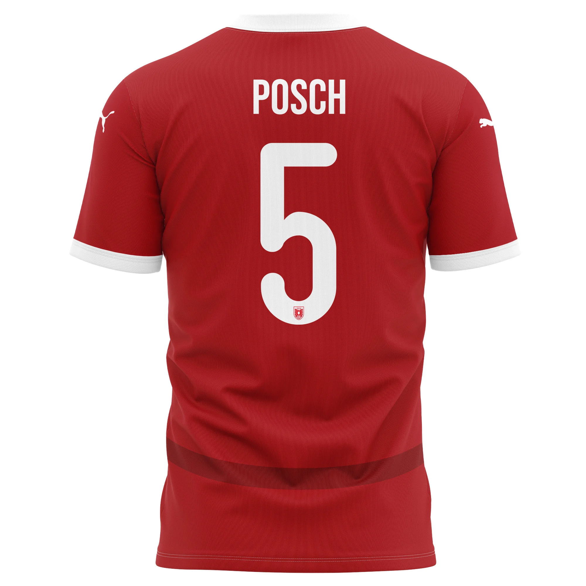 Stefan Posch 5 Austria National Team 2024/25 Home Kits AOP T-shirt - Red