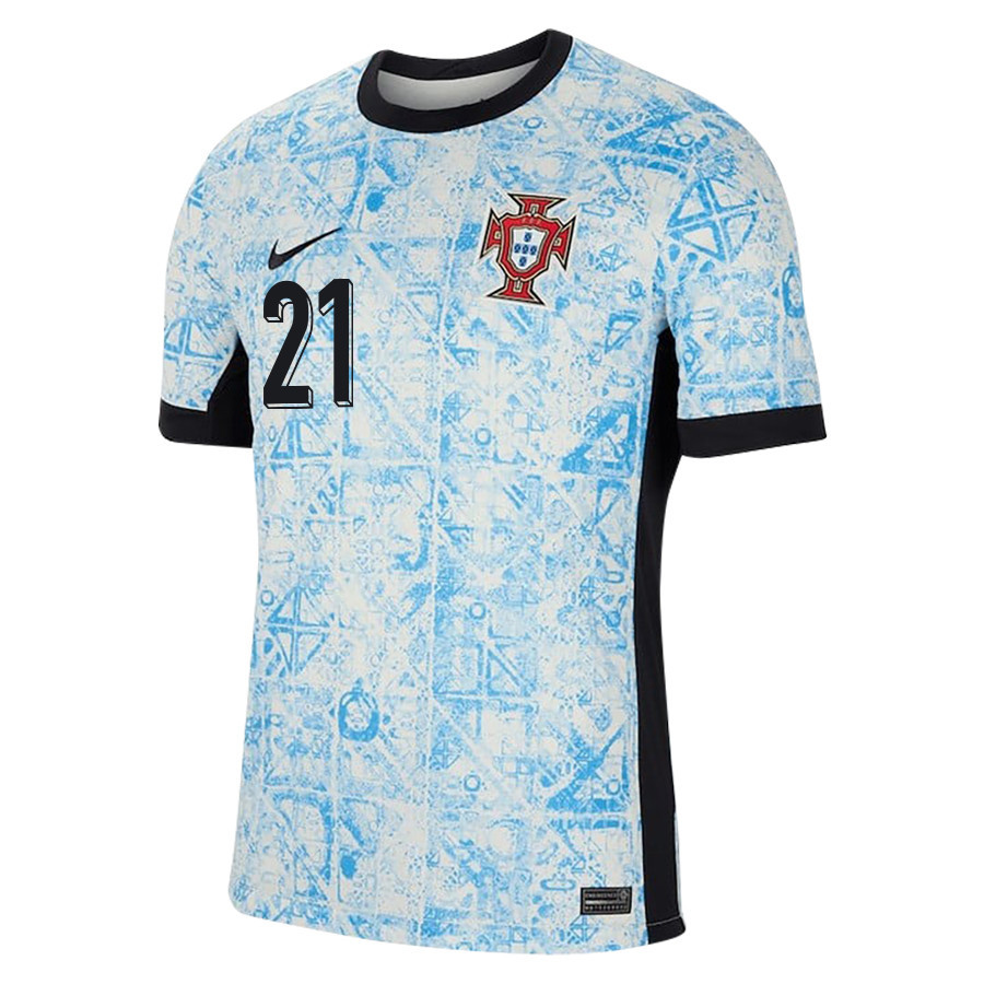 Diogo Jota 21 Portugal National Team 2024/25 Away Men Jersey - Cream/Blue