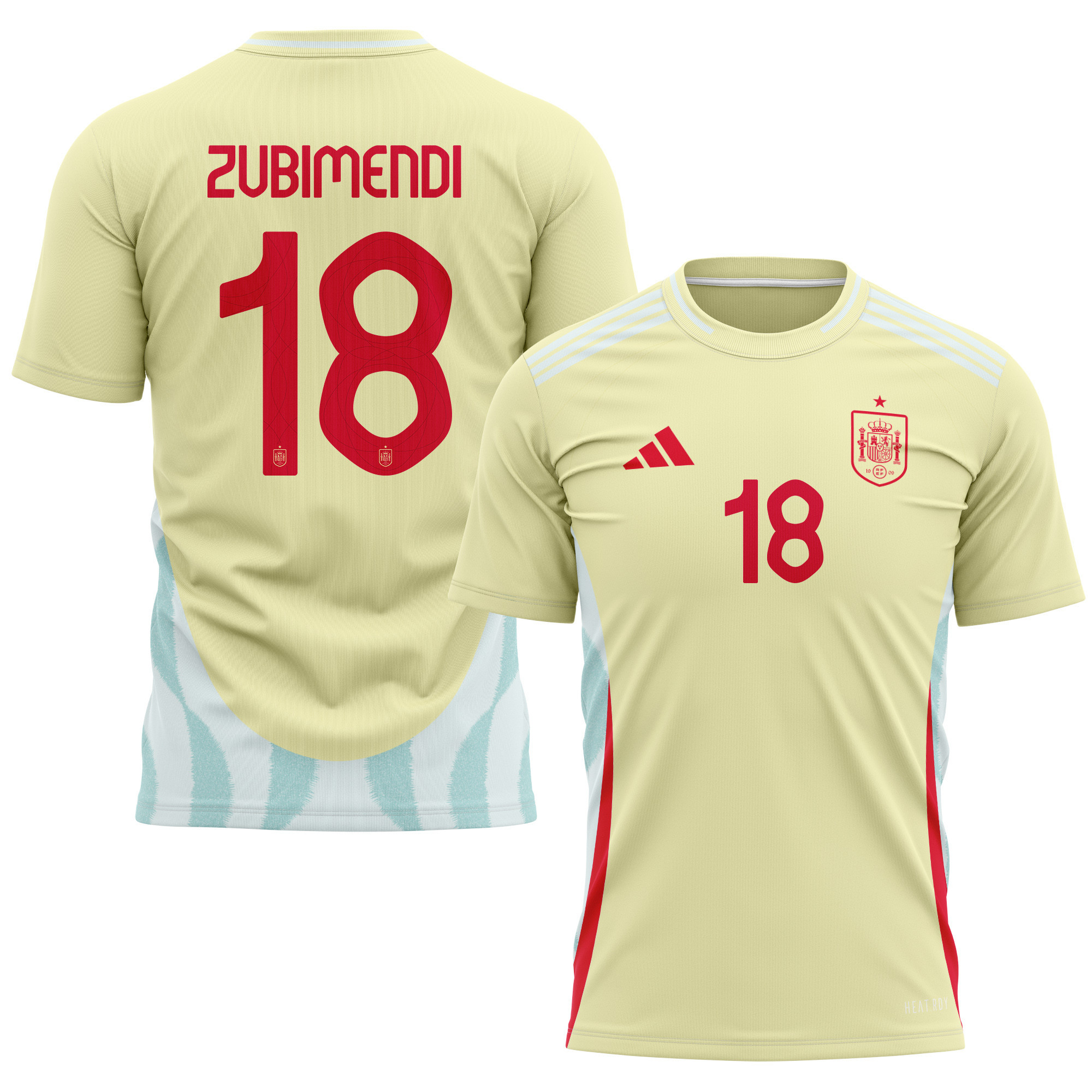 Martin Zubimendi 18 Spain National Team 2024 Away Kits AOP T-shirt - Yellow