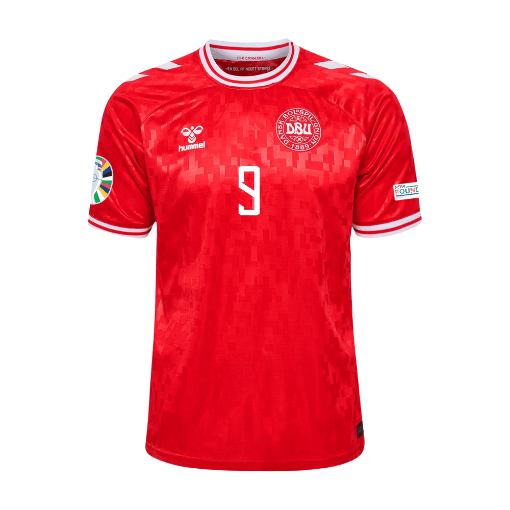 Rasmus Højlund 9 Denmark National Team 2024 Home Stadium Men Jersey - Red