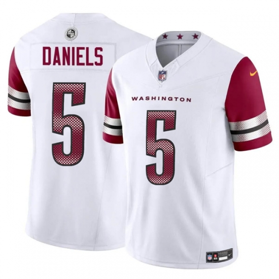 Washington Commanders 5 Jayden Daniels White 2024 Draft F U S E Vapor Limited Stitched Jersey