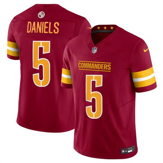 Washington Commanders 5 Jayden Daniels Burgundy 2024 Draft F U S E Vapor Limited Stitched Jersey