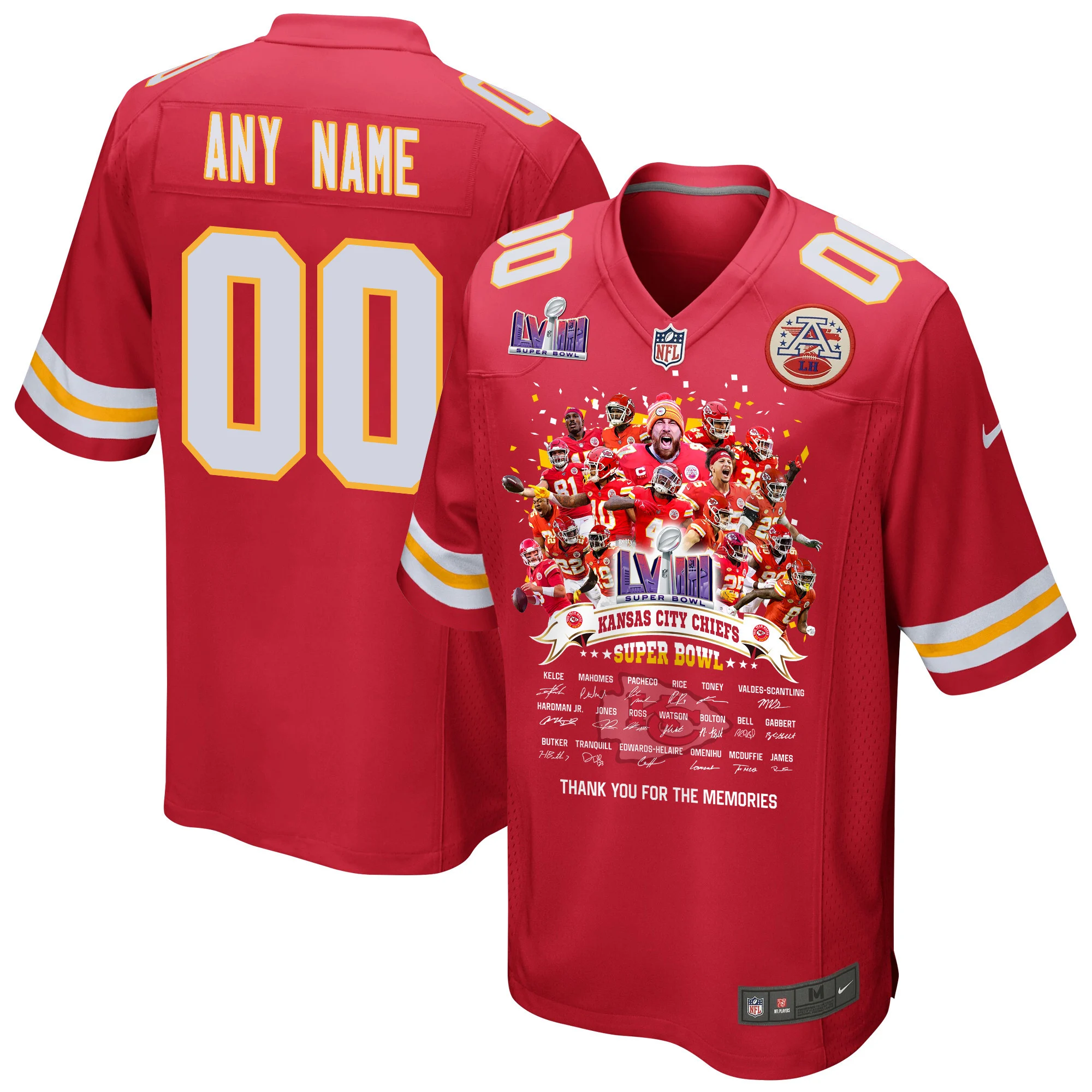 Kansas City Chiefs Super Bowl LVIII Thanks For Memories Game Custom Men Jersey - Red