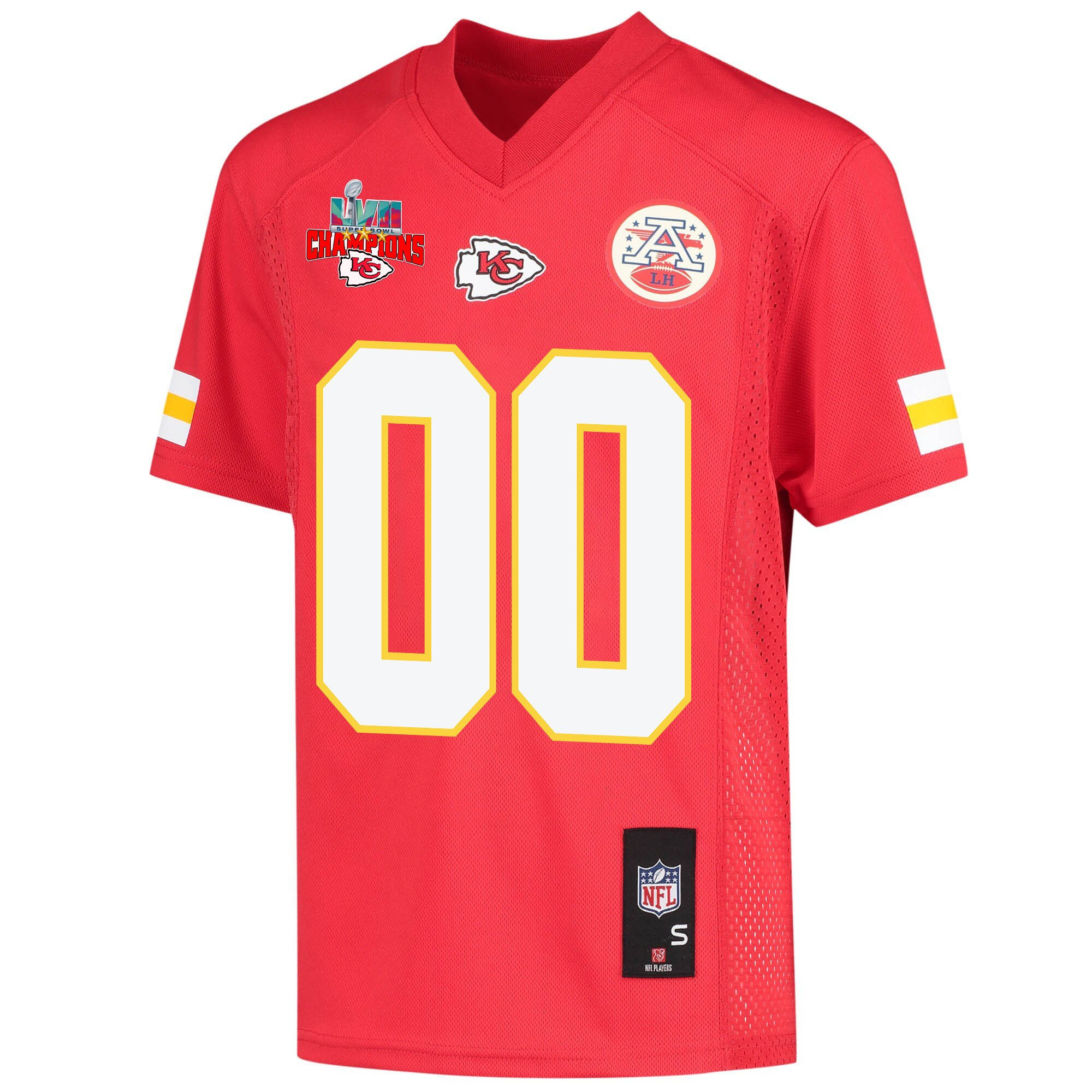 Custom Kansas City Chiefs Super Bowl LVII Champions 3 Stars Youth Game Jersey - Red