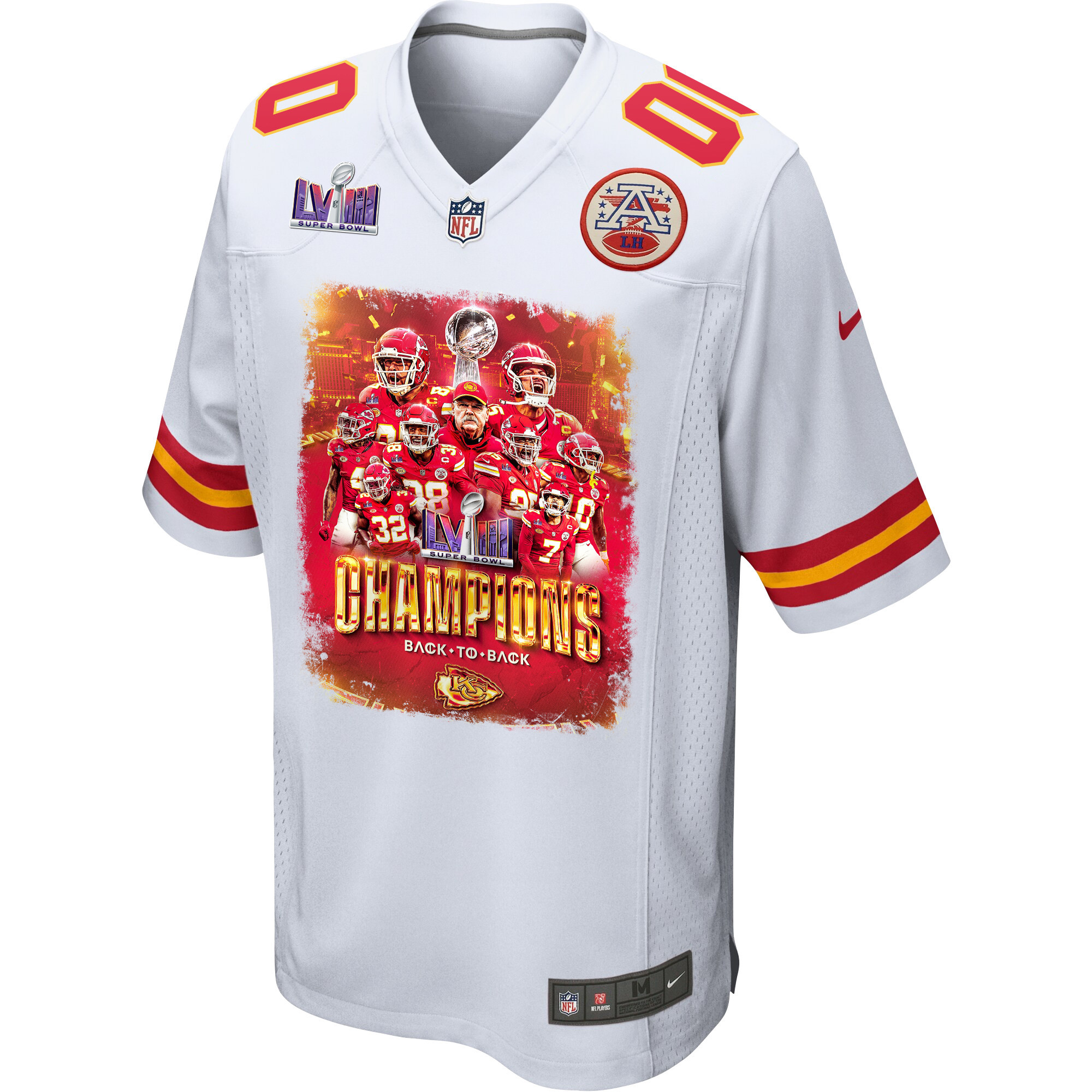 Kansas City Chiefs Super Bowl LVIII Back To Back Game Custom Men Jersey - White