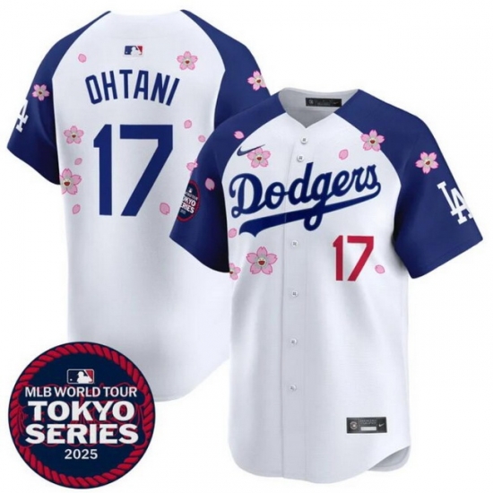 Los Angeles Dodgers 17 Shohei Ohtani White Royal 2025 Tokyo Series Limited Stitched Baseball Jersey
