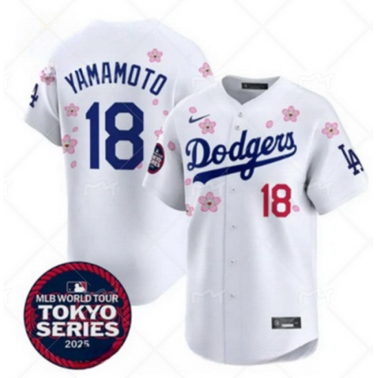 Los Angeles Dodgers 18 Yoshinobu Yamamoto White 2025 Tokyo Series Limited Stitched Baseball Jersey