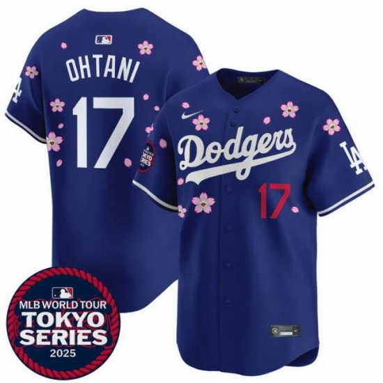 Los Angeles Dodgers 17 Shohei Ohtani Royal 2025 Tokyo Series Limited Stitched Baseball Jersey