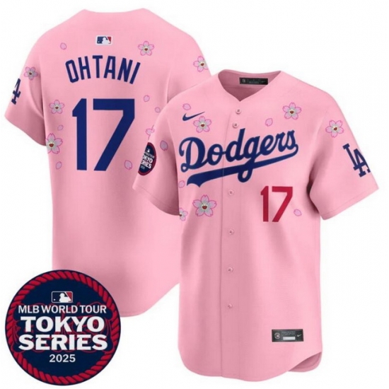 Los Angeles Dodgers 17 Shohei Ohtani Pink 2025 Tokyo Series Limited Stitched Baseball Jersey