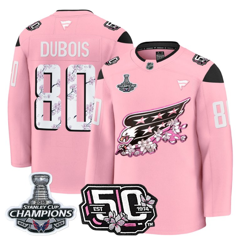 Pierre-Luc Dubois Jersey #80 Washington Capitals 50th 2018 Stanley Cup Champions Cherry Blossom