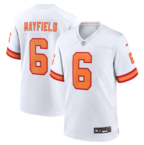 Men's Youth women's '76 Tampa Bay Buccaneers Baker Mayfield White Player Game Jersey