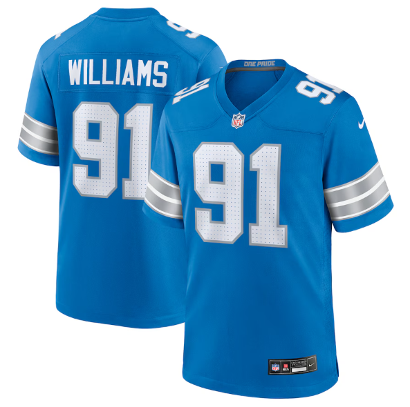 Men's Youth Women's Detroit Lions Tyleik Williams Blue 2025 Draft First Round Pick Game Jersey