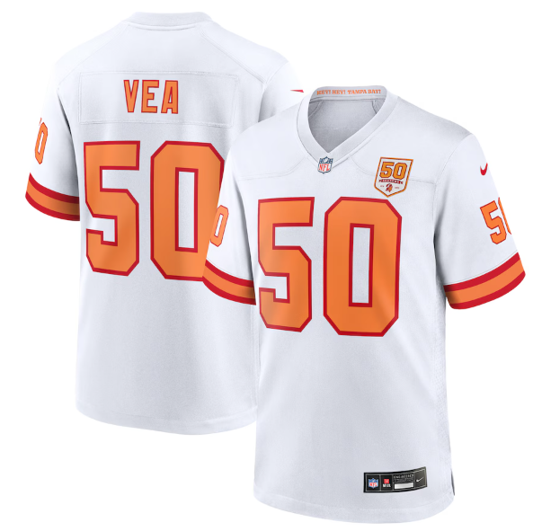 Men's Youth women's '76 Tampa Bay Buccaneers Vita Vea White 50th Season Game Jersey
