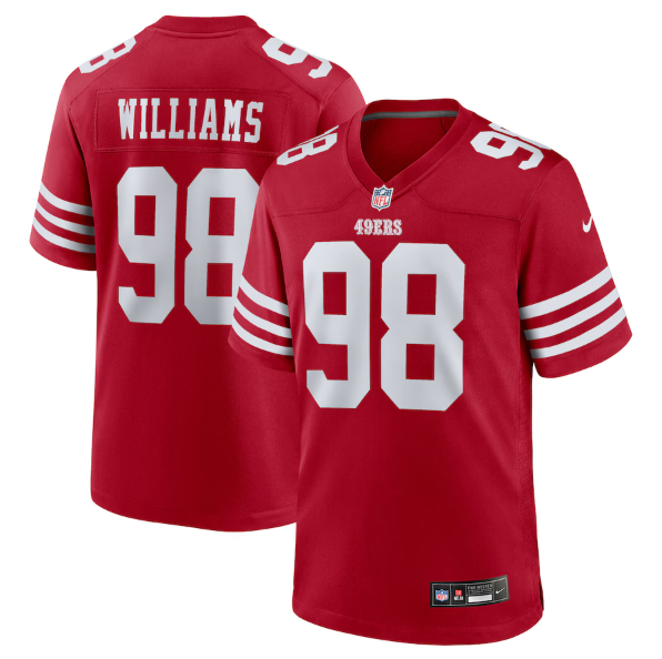Men's Youth Women's San Francisco 49ers Mykel Williams Scarlet 2025 Draft First Round Pick Game Jersey