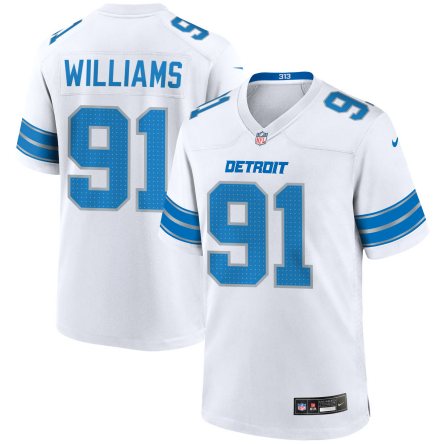 Men's Youth Women's Detroit Lions Tyleik Williams White 2025 Draft First Round Pick Game Jersey