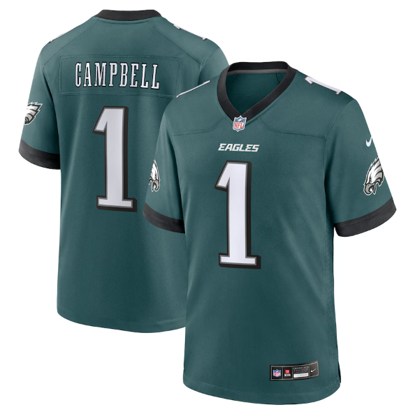 Men's Youth Women's Philadelphia Eagles Jihaad Campbell Green 2025 Draft First Round Pick Game Jersey