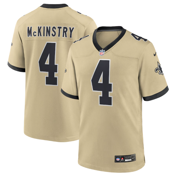New Orleans Saints Ga’Quincy McKinstry Gold Gameday Golds Alternate Game Player Jersey